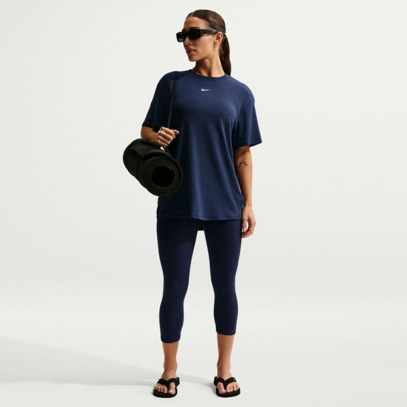 Nike One Relaxed Dri-Fit T-skjorte til Dame Navy - Bilde 4