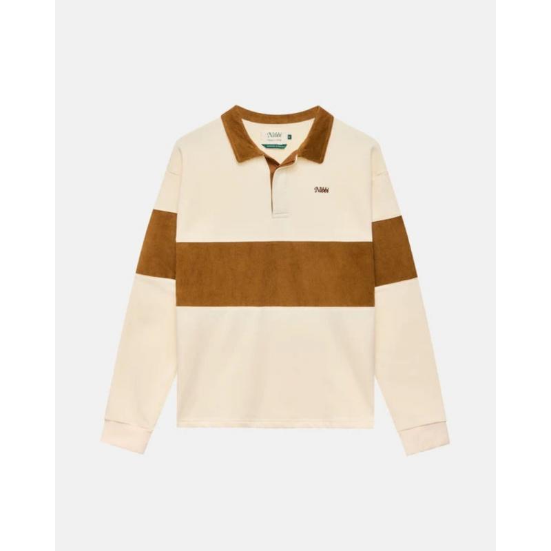 Nibbi Cotton Cord Rugby Skjorte Unisex Offwhite/Brun