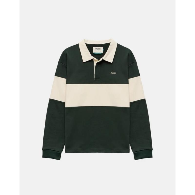 Nibbi Striped Rugby Skjorte Unisex Grønn/Offwhite