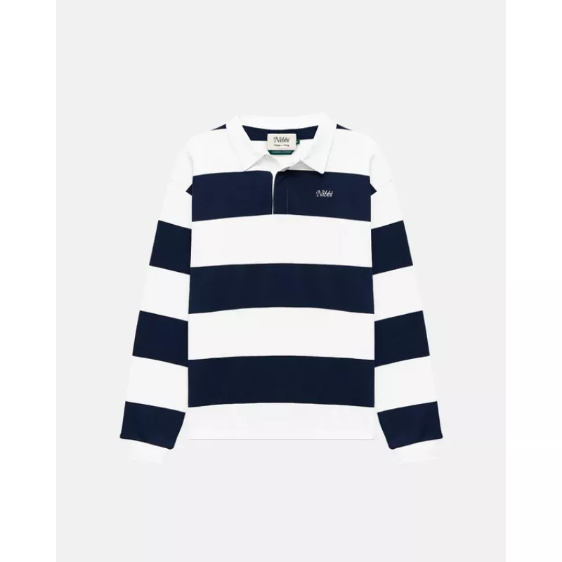 Nibbi Striped Rugby Hvit/Navy