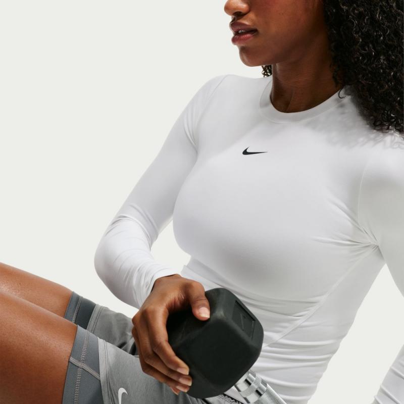 Nike One Dri-Fit Fitted Langermet genser Dame Hvit - Bilde 4