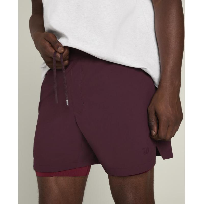 Wilson Set Point Shorts 5inch 2in1 Herre Burgunder